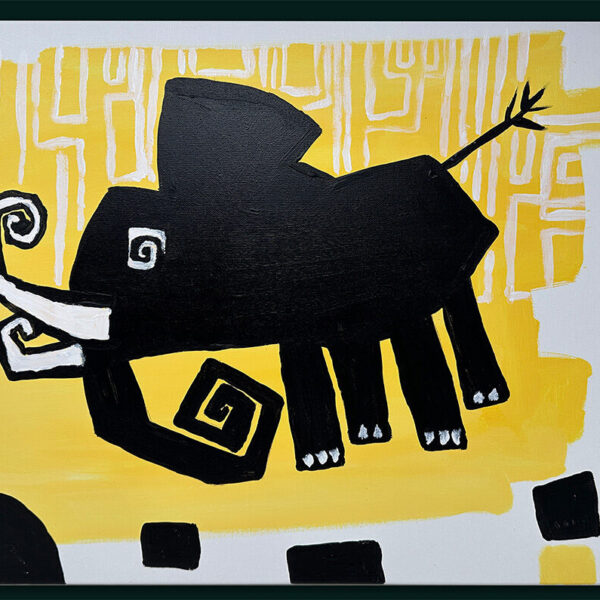 Original Hand Painted Abstract Elephant canvas Wall Art 16x20